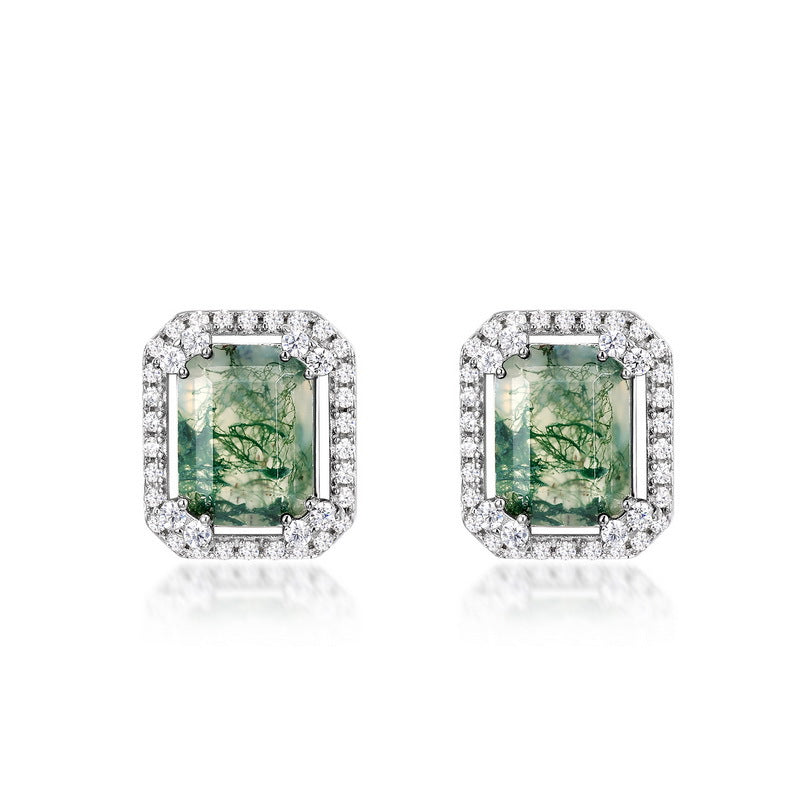 Moss Frame Earrings detail and styling image by Avelune Collection