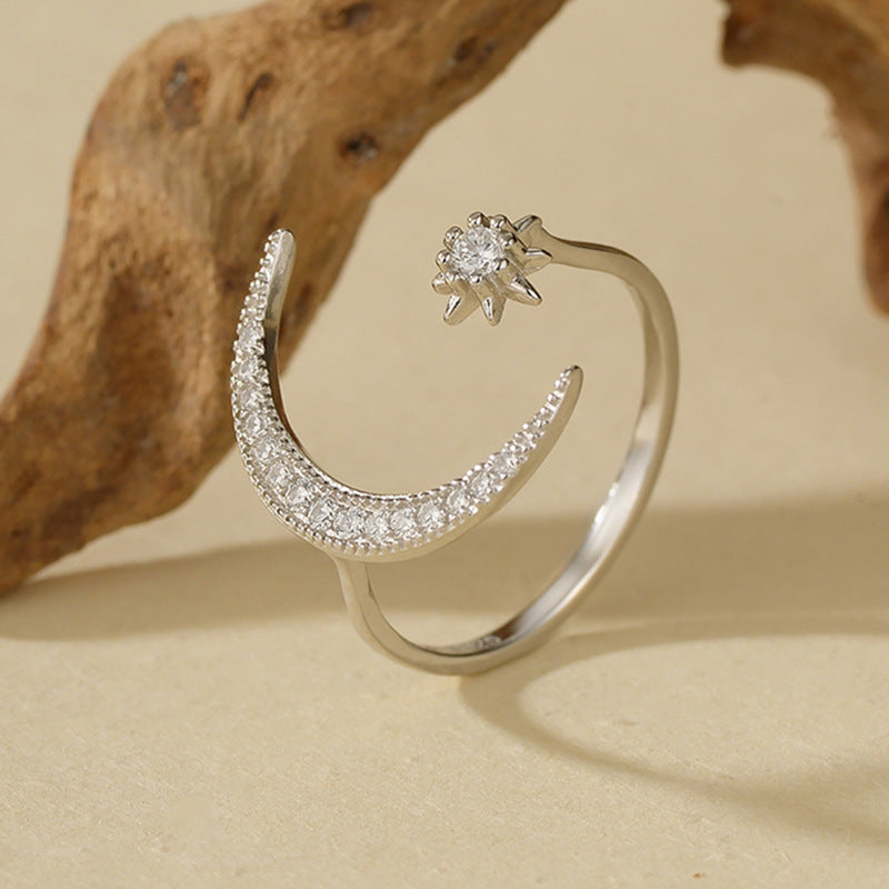 Celestial Crescent Ring detail and styling image by Avelune Collection