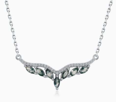 Forest Wing Necklace detail and styling image by Avelune Collection