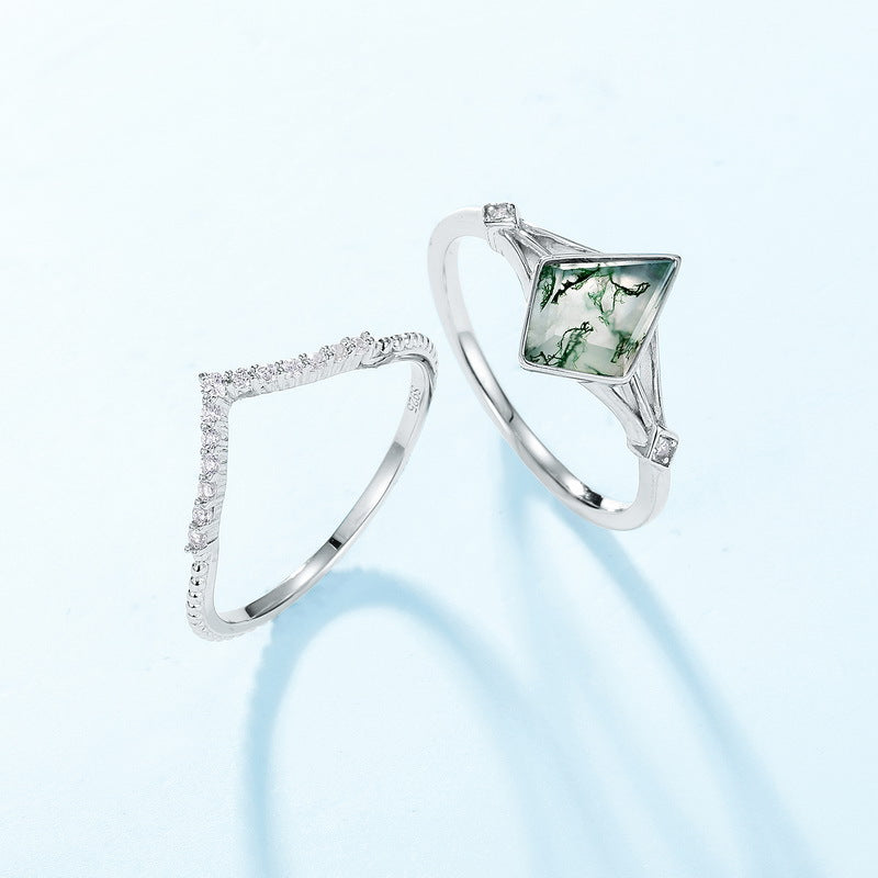 Moss Square Ring detail and styling image by Avelune Collection