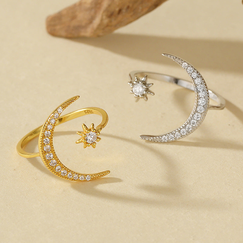 Celestial Crescent Ring detail and styling image by Avelune Collection