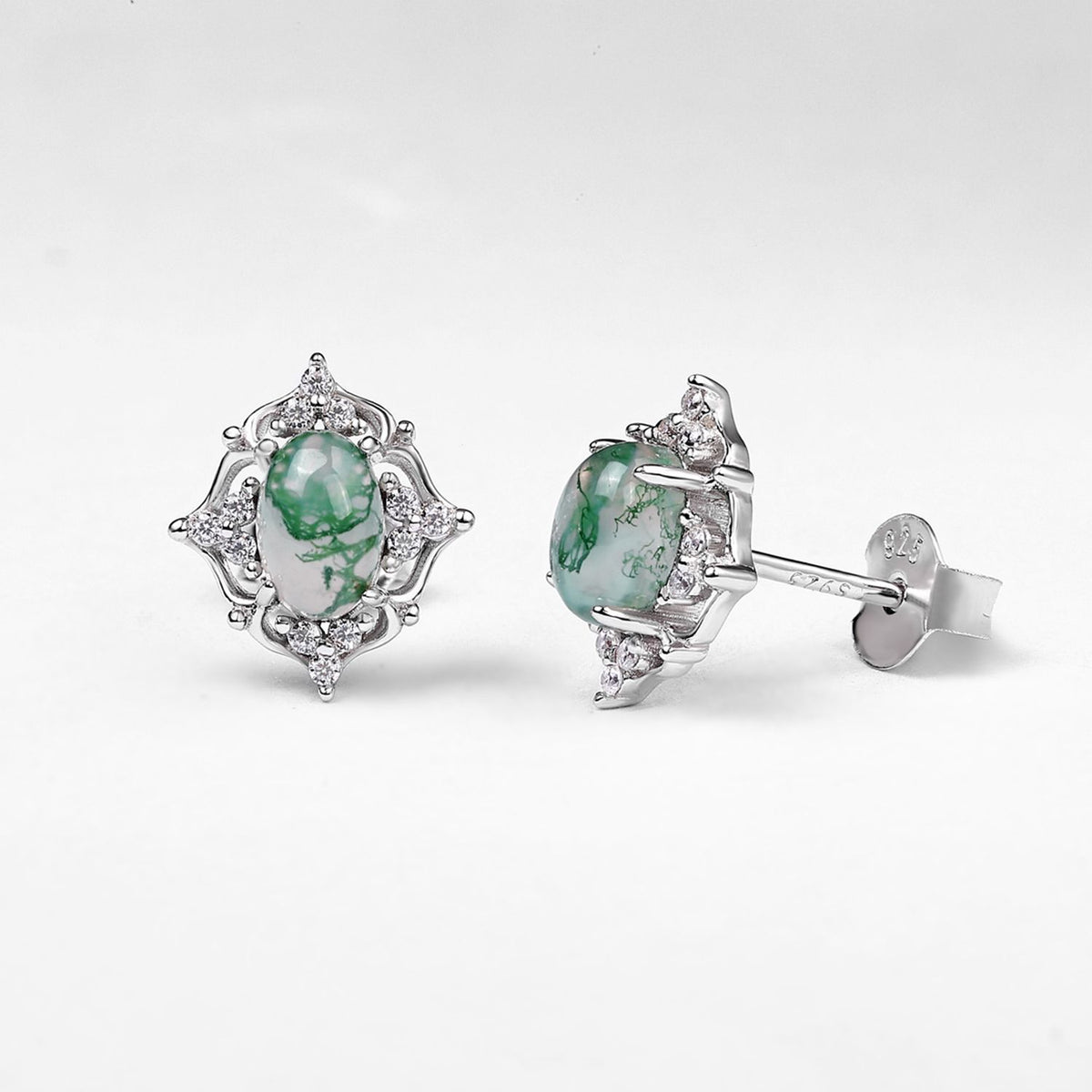 Moss Crest Earrings detail and styling image by Avelune Collection