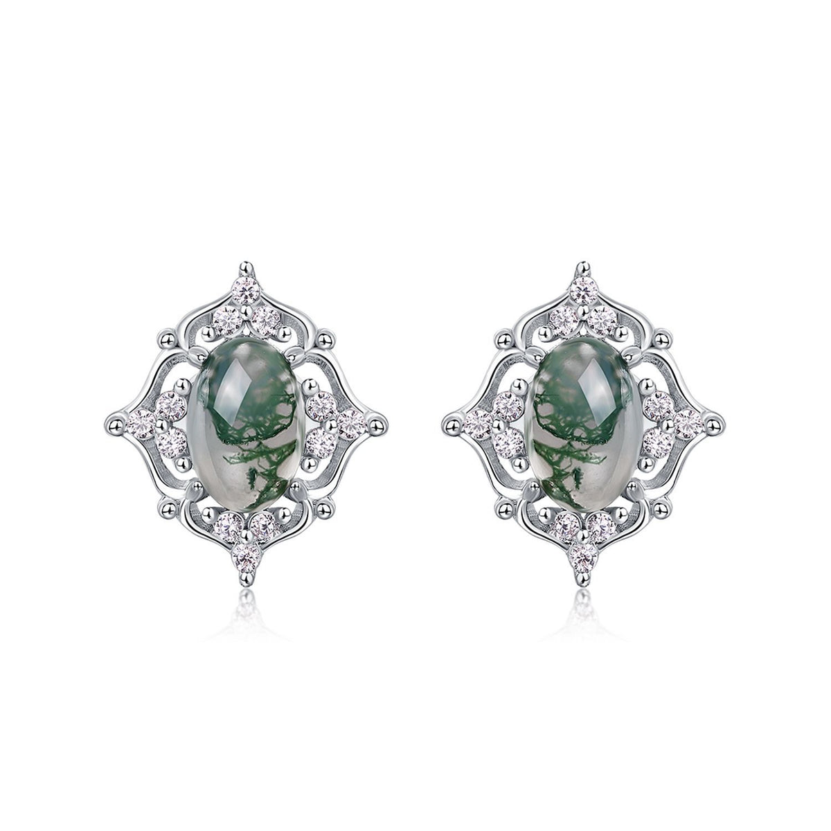 Moss Crest Earrings detail and styling image by Avelune Collection