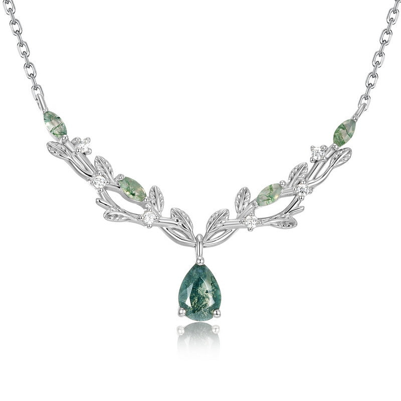 Laurel Drop Necklace detail and styling image by Avelune Collection