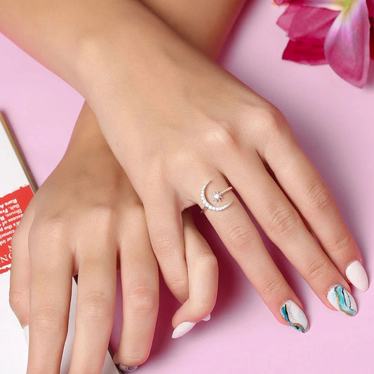 Celestial Crescent Ring by Avelune Collection