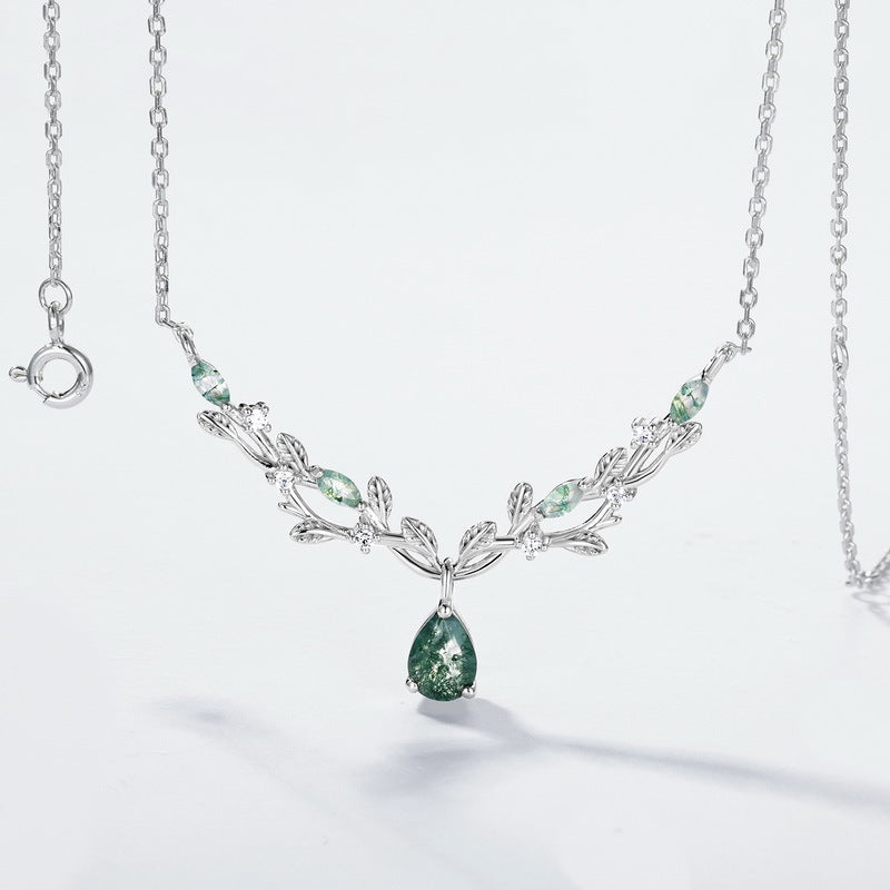 Laurel Drop Necklace detail and styling image by Avelune Collection