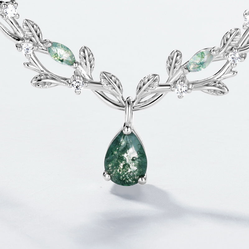 Laurel Drop Necklace detail and styling image by Avelune Collection