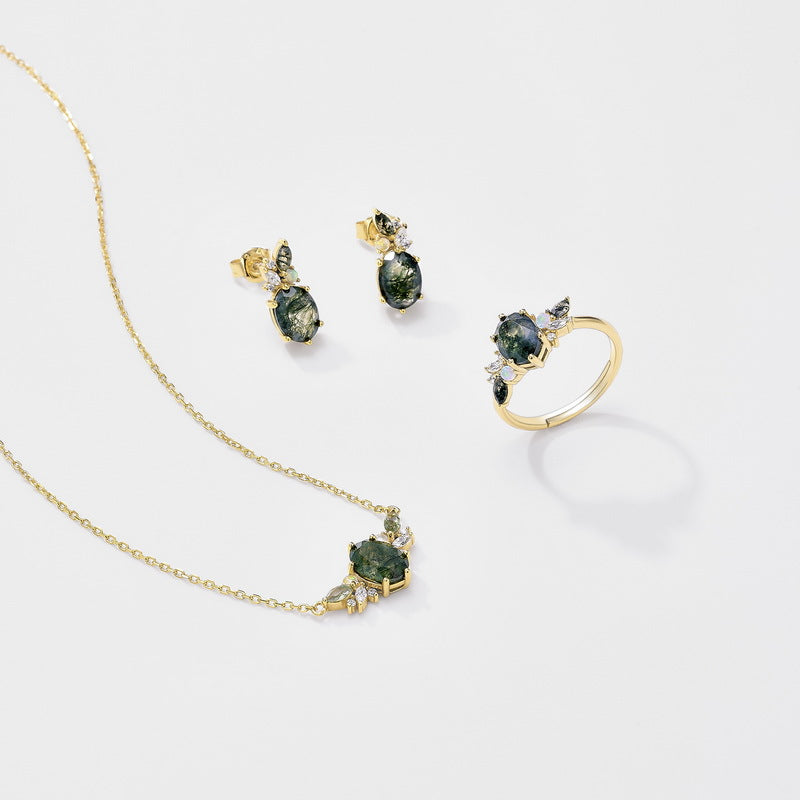 Botanical Jewel Necklace detail and styling image by Avelune Collection