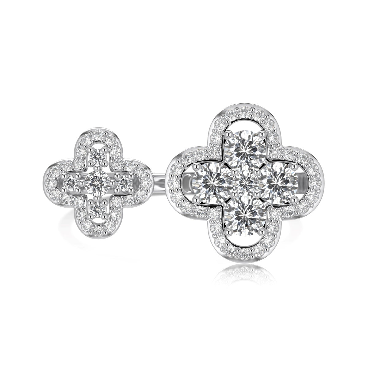 Double Bloom Clover Ring