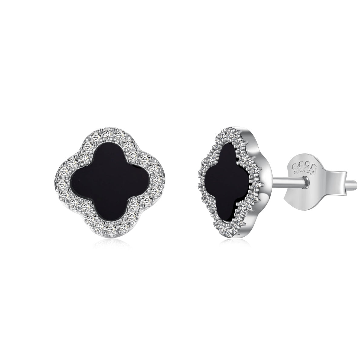 Onyx Clover Studs
