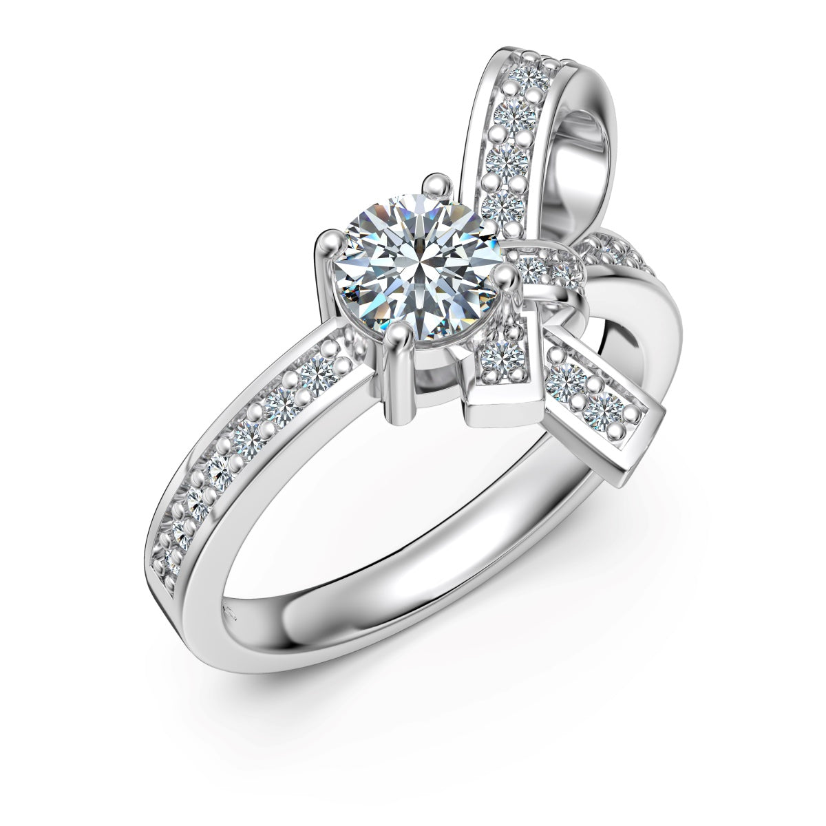 Étoile moissanite ring in rhodium-plated 925 sterling silver