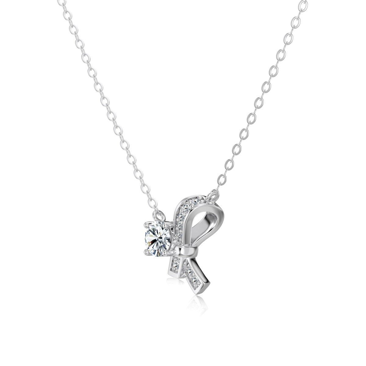 Étoile moissanite necklace in rhodium-plated 925 sterling silver