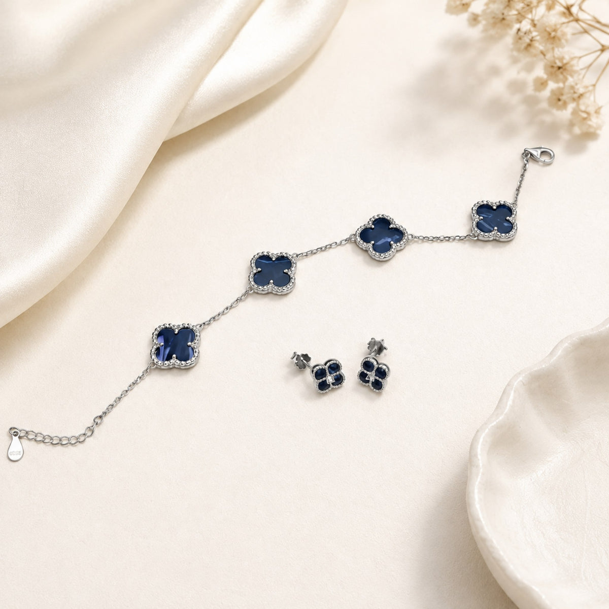 Navy Clover Duo - Bracelet