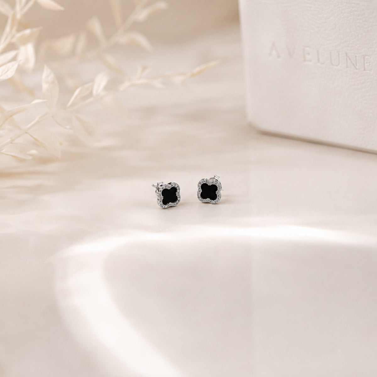 Onyx Clover Collection - Stud Earrings