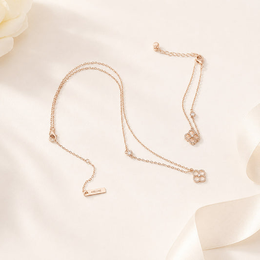 Pearl Clover Necklace – Rose Gold - Avelune
